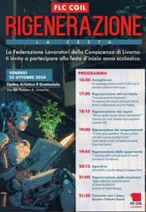 LIVORNO, VENERDÌ 25 OTTOBRE DIBATTITI, MUSICA E DIVERTIMENTO CON “RIGENERAZIONE”, LA FESTA DELLA FLC-CGIL PER L’INIZIO DELL’ANNO SCOLASTICO